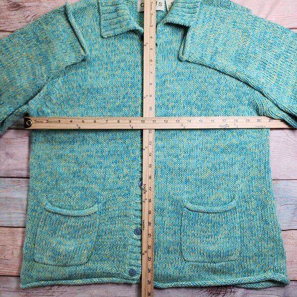 Orvis Vintage Womens Turquoise Button-Down Cardigan Sweater with Pockets M - Picture 7 of 9
